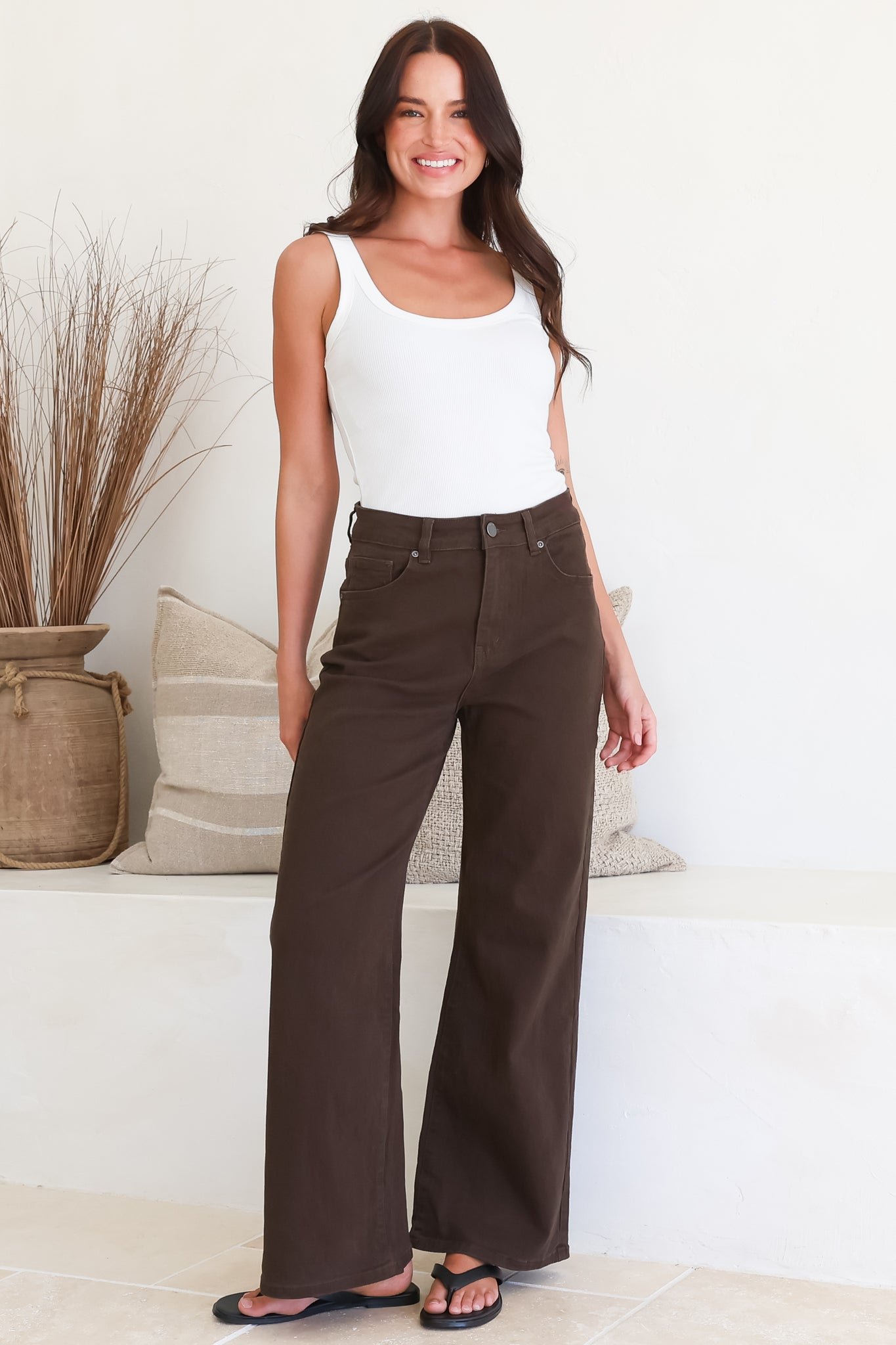 SamiekaJeans-Chocolate-6 Samieka Jeans - Highwaisted Wide Leg Jean in Chocolate - Image 1